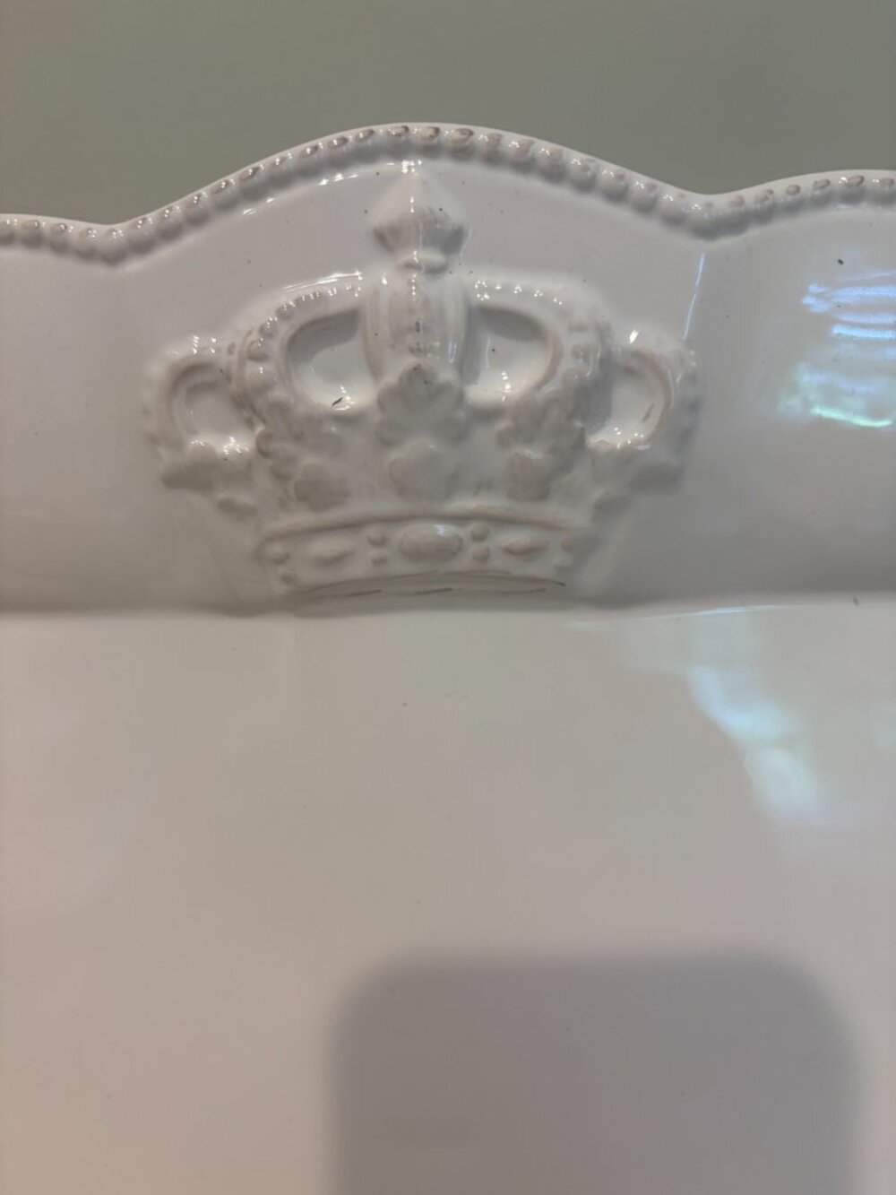 BLUE SKY 2010 CLAYWORKS REGAL CROWN WHITEWASHED SQUARE PLATTER 12 1/2" Preowned - Picture 2 of 3